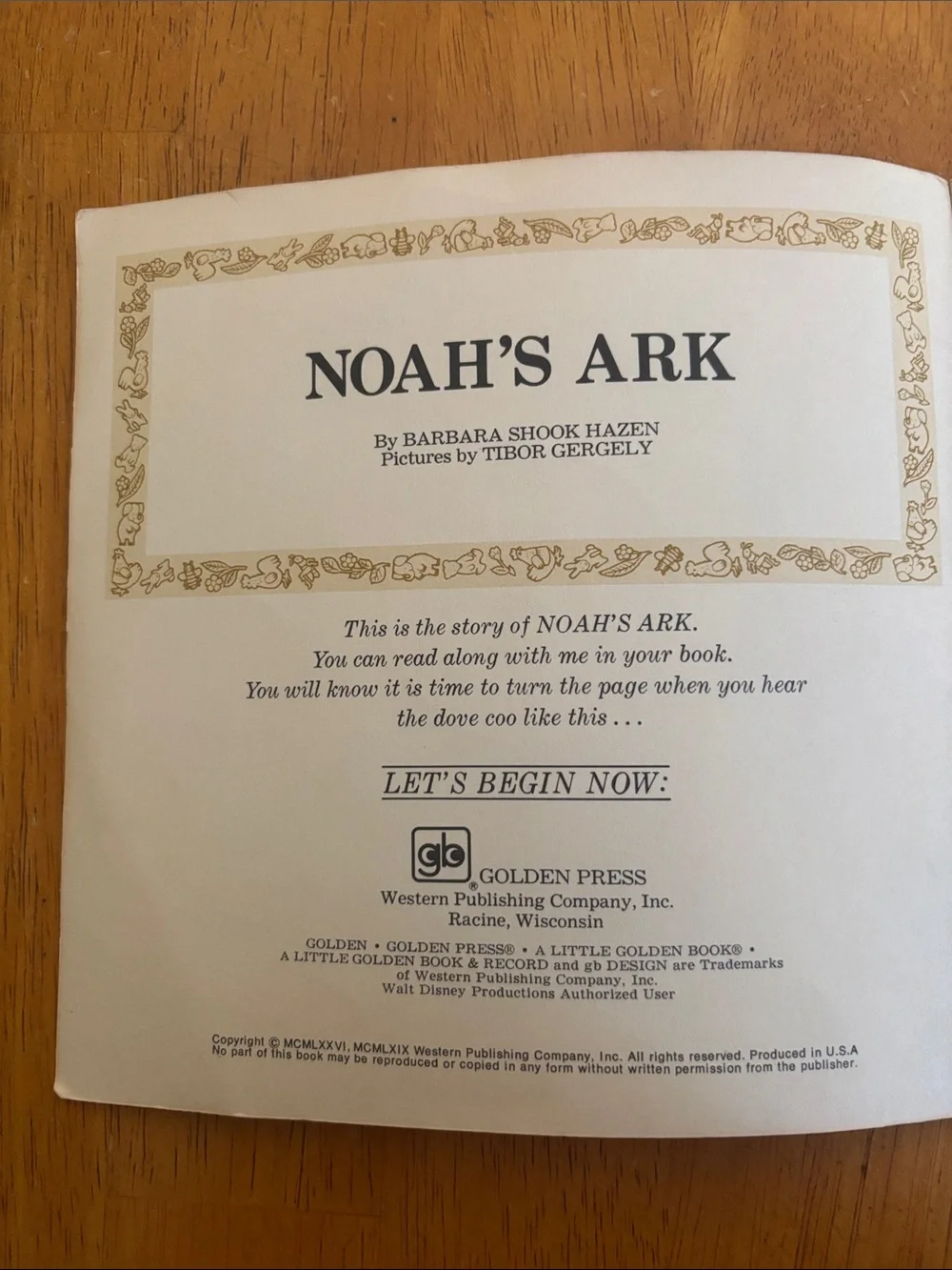 Vintage Disneyland Little Golden Book & Record Noah's Ark 1976
